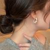 French Retro Imitation Pearl Hoop Earrings for Women Hanging Rhinestone Waterdrop Earrings Girl Luxury Two Wear Way Jewelry