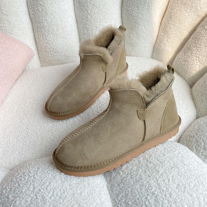 Botas de Neve Masculinas Grandes de Pele de Ovelha e Pelo - Inverno Quente, Antiderrapantes, Moda Cano Baixo