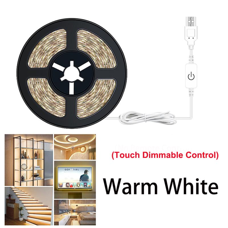 

Светодиодные ленты с сенсорным диммированием USB Теплый белый Светодиодная лента 5В Гибкие светодиодные ленты Самоклеящиеся 1-5 м 2835 Non Waterproof&60LED-M&1m