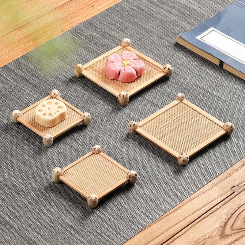 Bamboo Square Tea Coaster Heat-Resisting And High-Temperature Cup Mats Table Protector Reusable Wood Accessory Decor