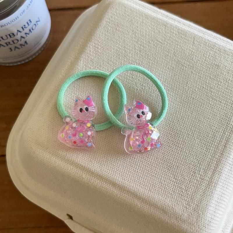 

2 шт. Милые цветные резинки для волос в виде кошки для девочек, аксессуары для волос принцессы, детские резинки для волос, головные уборы для малышей розовый