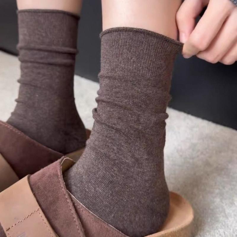 

Женские осенние модные новые винтажные бесшовные хлопковые носки 1 pair кофейный