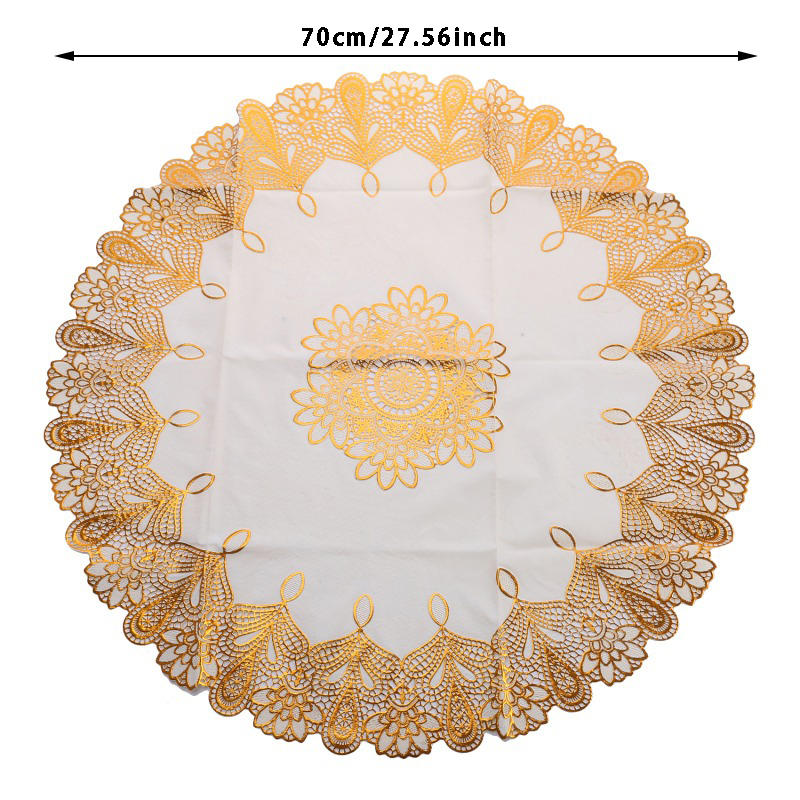 Home Decoration Round Tablecloth Oil-proof Anti-scald Tea Tablecloth Temperament Carved Hollow Decorative Tablecloth