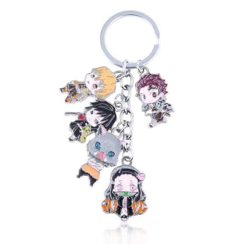 Anime Demon Slayer Metal Keychain Kimetsu No Yaiba Tanjirou Nezuko Agatsuma Zenitsu Figure Pendant Keyring Cosplay Jewelry