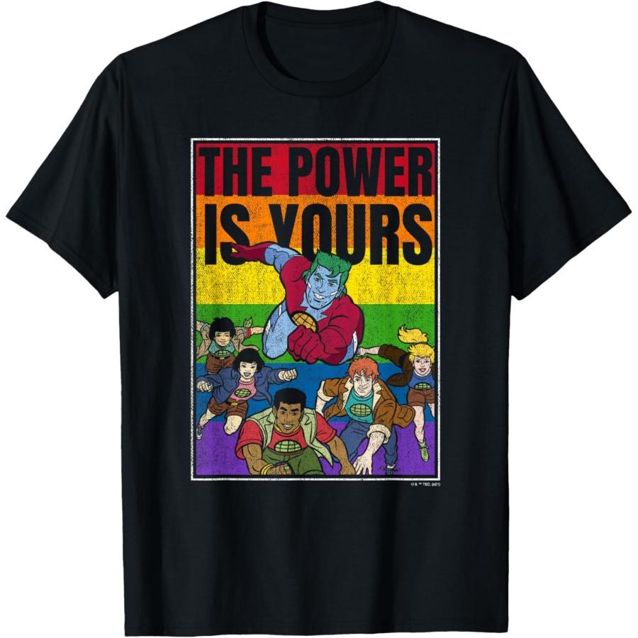 

Captain Planet Distressed Rainbow Group Poster T-Shirt XXXXXL чорний