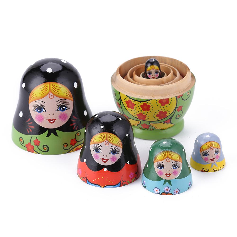 1 Set Matryoshka Dolls Nesting Dolls Toy Wooden Russian Doll Hand Paint Toys Craft Toys DIY Paint Skill Training Children Gifts