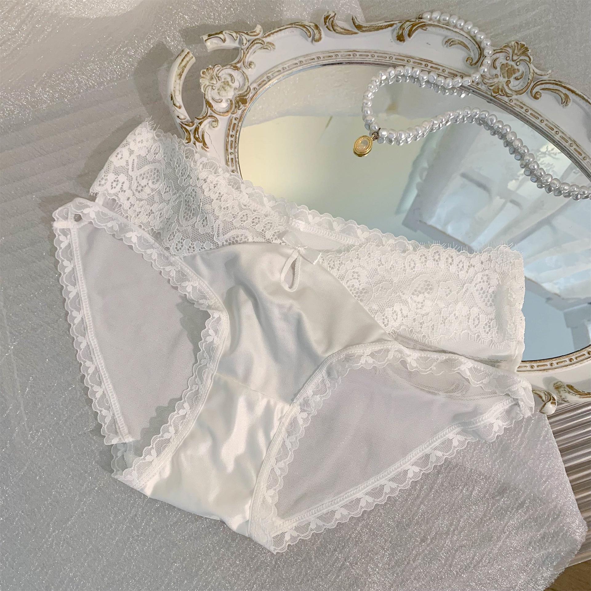 Women s French Lace Mesh Breathable Low-Rise Briefs M (80-100 jin)