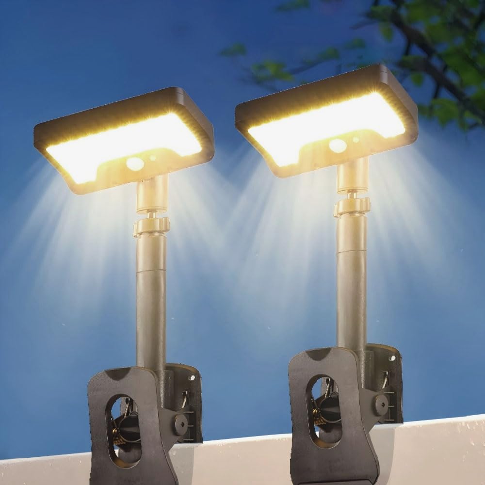 

Outdoor Clip-on Solar Light with Motion Sensor, Waterproof, 92 LEDs, 2-Way Installation, Vertical or Horizontal, USB Rechargeable, No Electricity