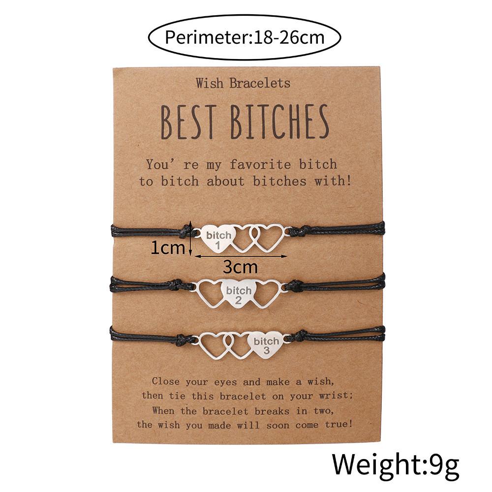 Best Bitch Card Bracelet With Heart Pendant For Gift And Travel Souvenirs