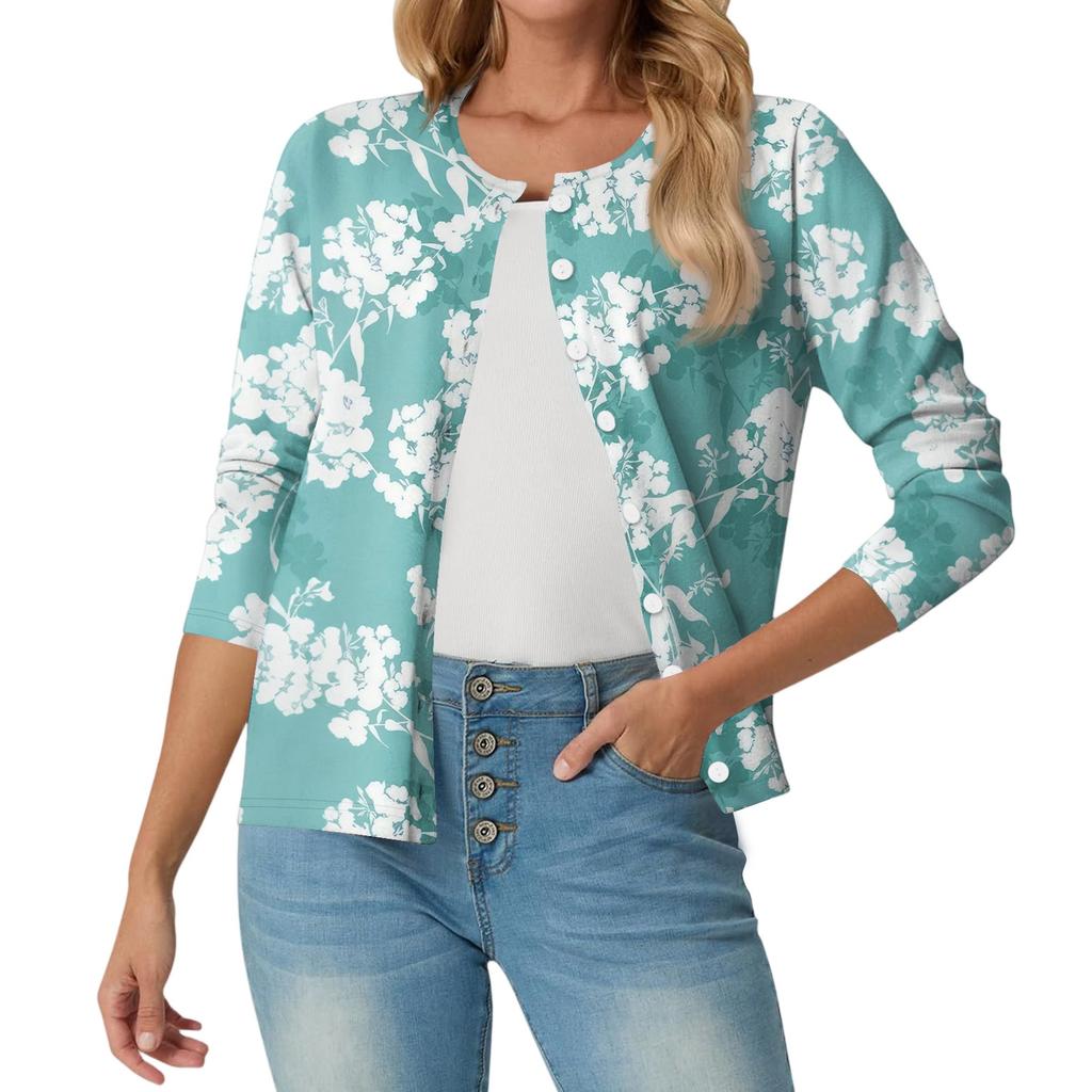 Women's Fashionable, Casual, Comfortable Floral Cardigan Jacket