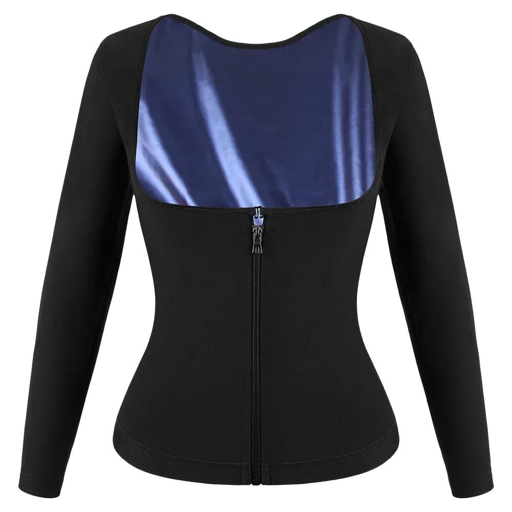 Hot Polymer Waist Trainer Vest Zipper Design Body Shaper Body Shaping Sauna Suit Shirt  Women