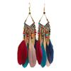 Long Feather Tassel Earrings  Indian Jewelry Natural Rice Beads Dangle Earrings