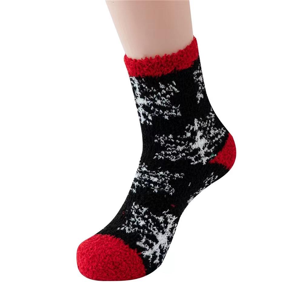 New Christmas Socks Coral Fleece Winter Plush Thickened Warm Confinement Floor Socks Men and Women Couple Socks Sleep Socks Gift
