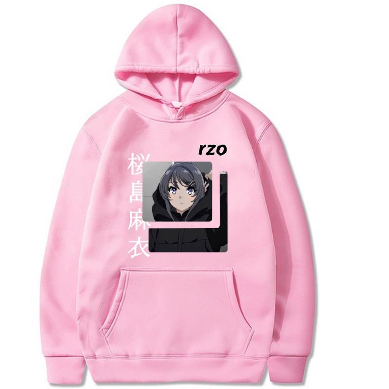 Sakurajima Mai Japonské animační mikina s kapucí Pánská Dámská Harajuku Pulovr Street Wear Unisex Podzim Zima Plyšový svetr