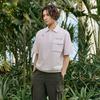 Challenger Men'S Airy Cool Blouson Collared Short Sleeve Woven Top White