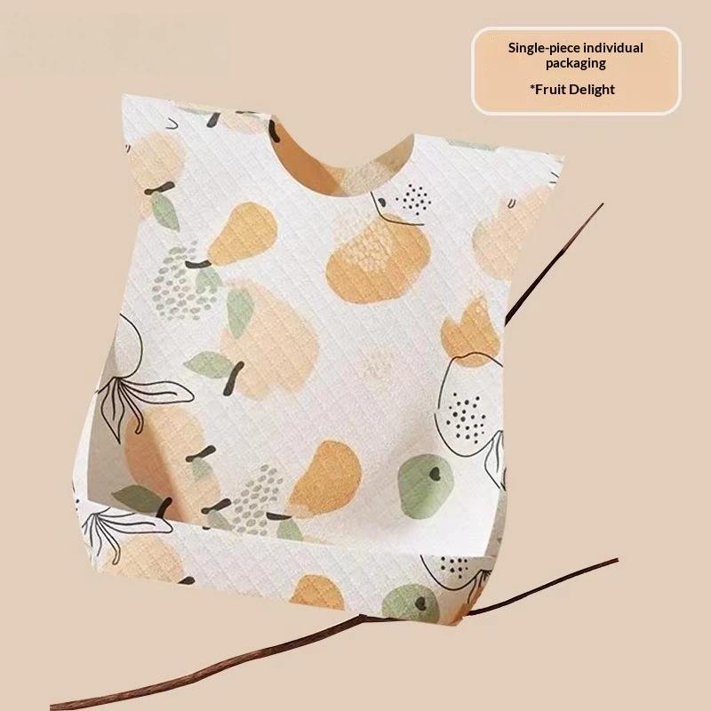 10Pcs Disposable Baby Bib Waterproof Oilproof Portable Printed Infant Feeding Bib For Toddler Eating Travel Daily Use