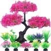 10 Pieces Aquarium Decors Plant Ornaments Green Aquatic PlantTank Landscaping Green Artificial Leaves Hiding Spot