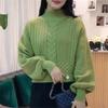 High-texture Semi-turtleneck Sweater Women's Pullover, Thick Autumn and Winter Retro Loose and Thin Long-sleeved Knitted Sweater