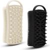 Silicone Body Scrubber Brush, Shefeite Compact Body Exfoliator and Massager, Black/Light Grey, 2-Pack