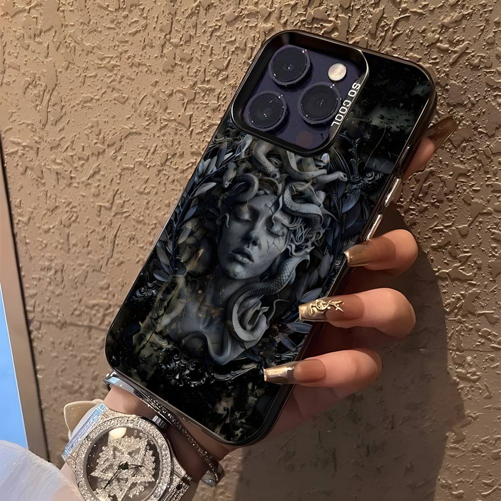 Medusa Greek Mythology Look At Me Phone Case For iPhone 16,15,14,13,12,11Pro,XS,Max,Plus,Mini Black Candy Matte Shockproof Cover