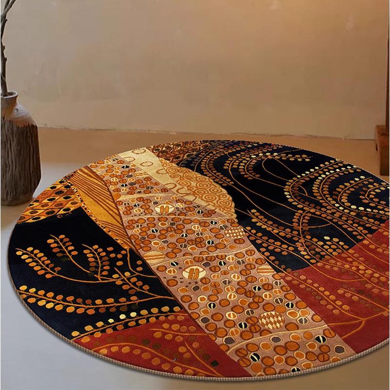 

Carpet for Living Room Light Luxury Round Bedroom Rugs Retro Fashion Decoration Large Area Sofa Coffee Table Mats Alfombra Diameter 80cm-31in