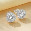 Gold-Plated Zircon Round Halo Stud Earrings - Elegant Luxury Women's Accessories