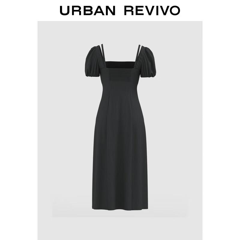 UR 2025 Spring French Square Neck Short Sleeve Dress