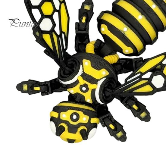 Unique Shelf Display Item 3D Printed Articulated Bee Figure Toy, Keychain Ornament, Posable Mechanical Customizable Poseable Insect Figurine
