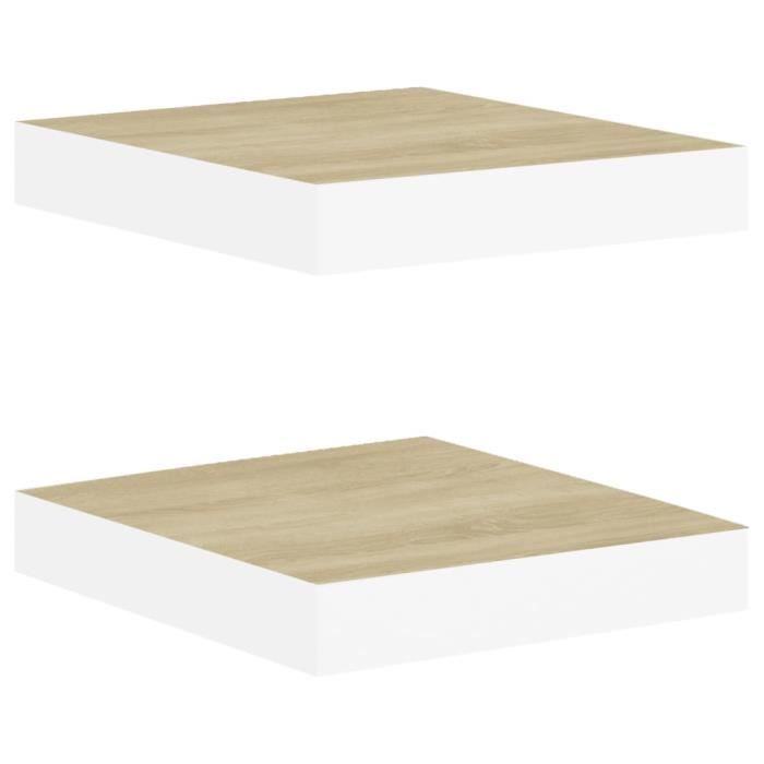 VidaXL Étagères murales 2 pcs Chêne et blanc 23x23,5x3,8 cm MDF
