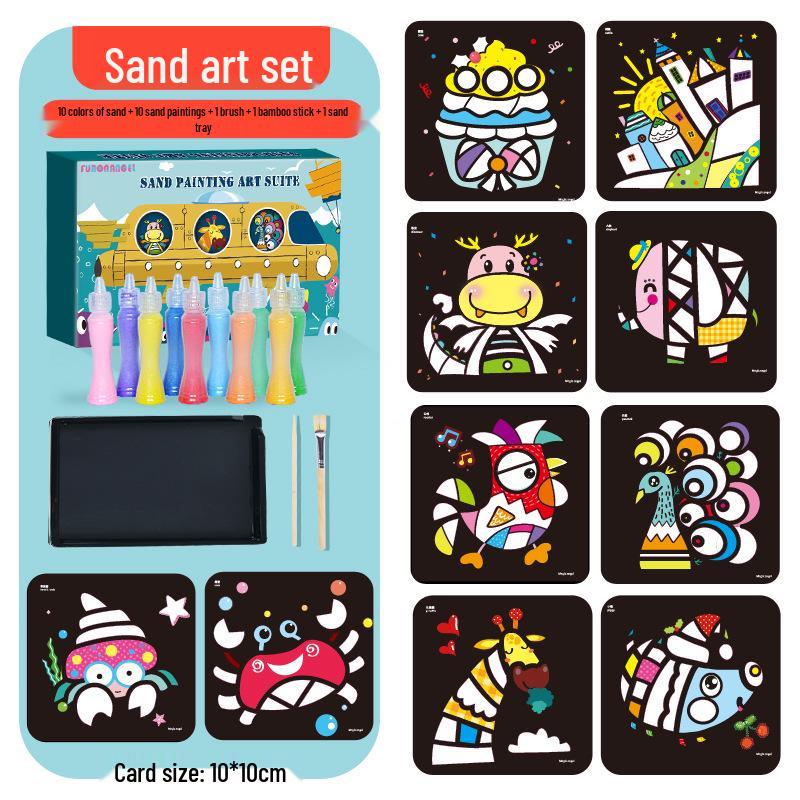 Hibiscus Angel Sand Painting Kit for Kids - Colorful Creative Toy with Tray
