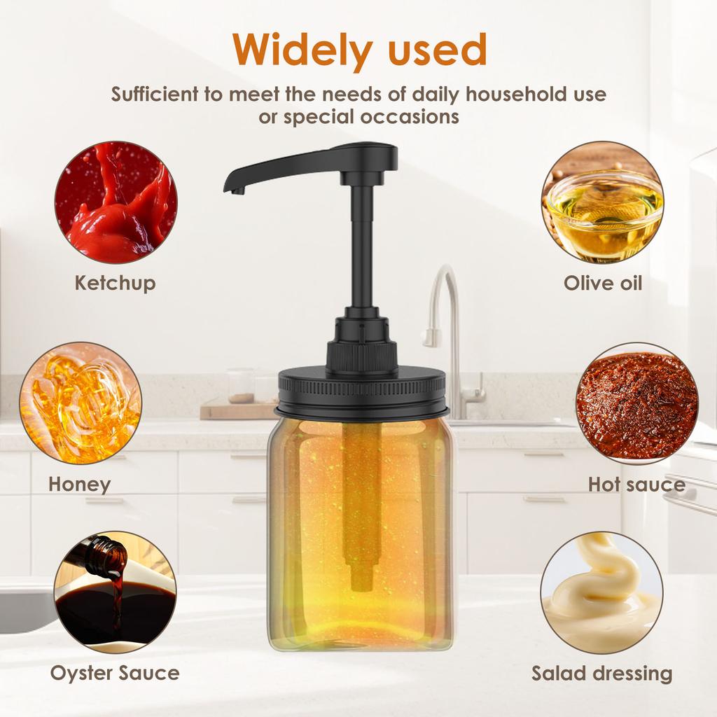 4 Stück Edelstahl Glas Sirup Spender Pumpe Deckel Einfach zu installieren Honig Saucenspender Injektor Deckel Langlebiger Kaffeesirup