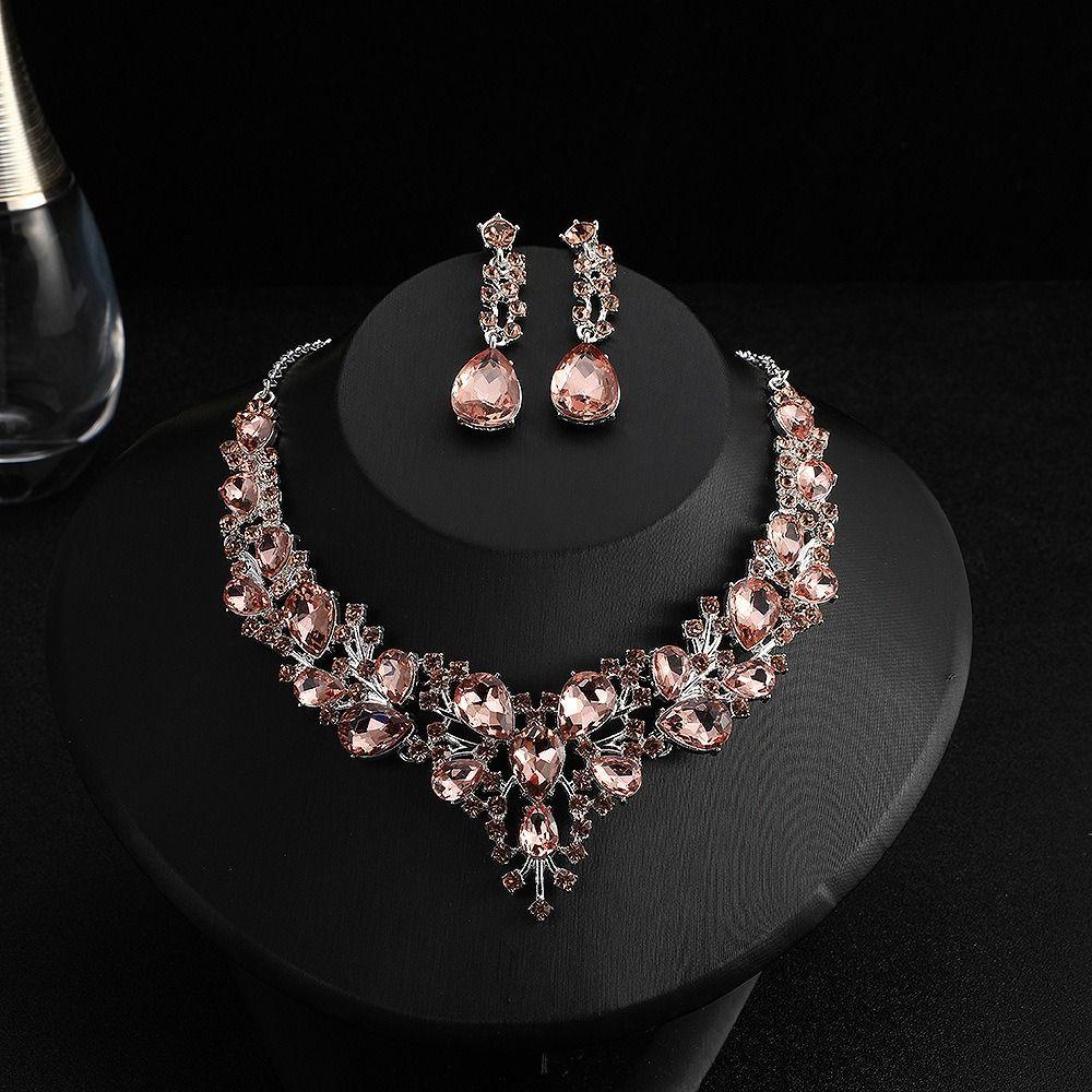 Shape Temperament Korean Style Earrings Wedding Jewelry Set Women Necklace Necklace Ear Studs Set