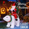 5.91FT Inflatable Toy Santa Claus Ride Polar Bear Xmas Yard Lawn Party Decoration with LED Lit Christmas Home Supplies Ornaments