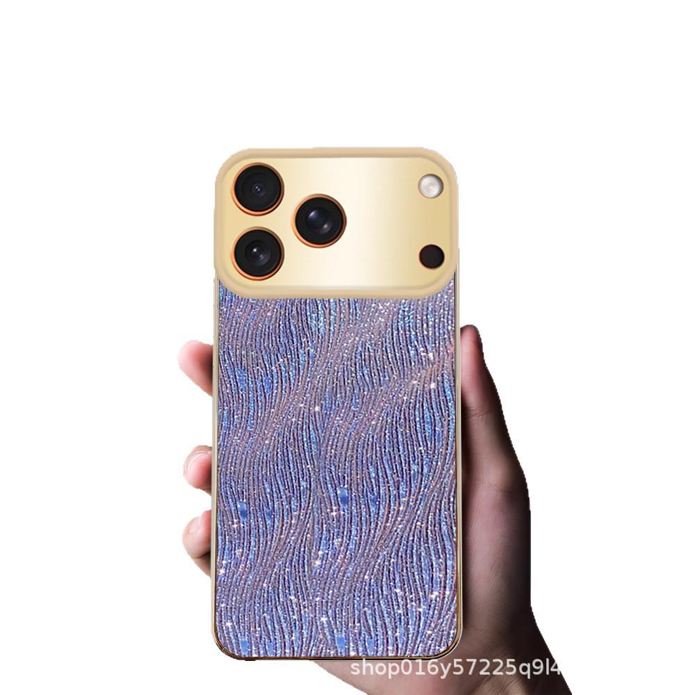 

Luxury Electroplated Water Ripple Phone Case for iPhone 15/16 Pro/17 Pro Max - Premium Protection 16 Plus розовый