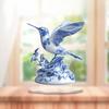 Blue and White Porcelain Hummingbird - 2D Flat Acrylic Desktop Ornament, Wall Decor Art, Four Seasons Decoration, Novelty Home Decor