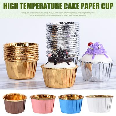 50/100 stücke Aluminium Folie Cupcake Papier Becher Muffin Cupcake Liner Öldicht Cupcake Liner Backen Cup Papier Tassen Küche Zubehör