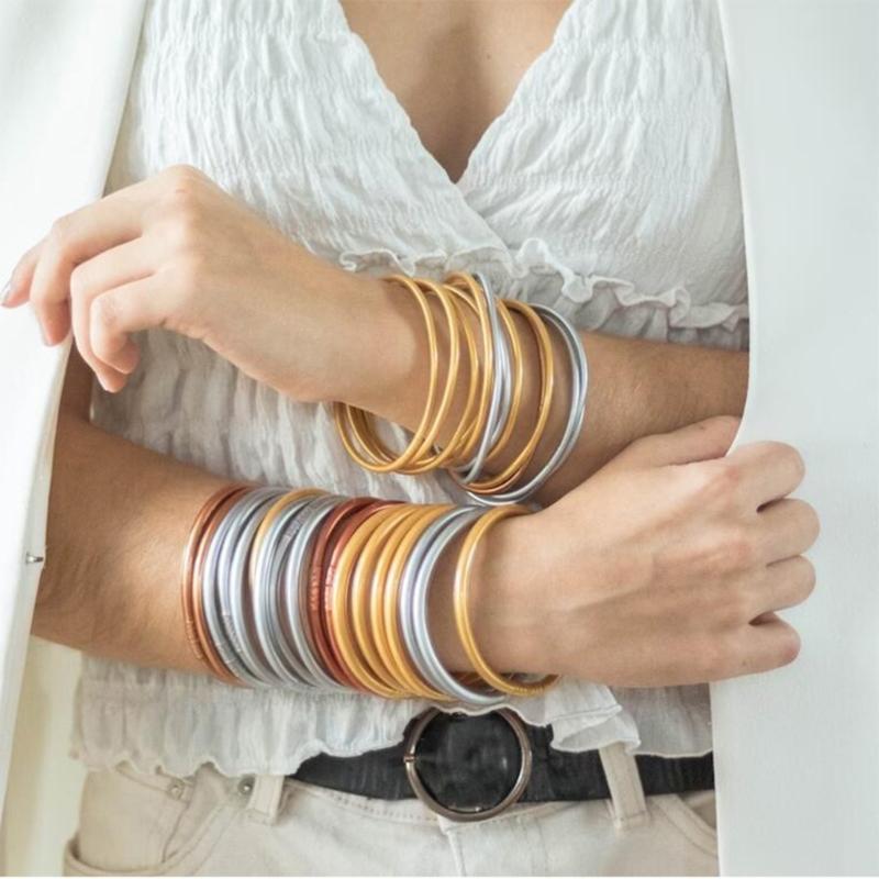 Gold Foil Filled Bracelet Cute Silicone Wristbands Suitable for Ladies Girls Birthday Mother's Day Bride Wedding Party