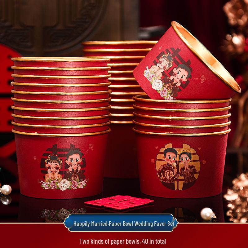 Luxurious Gold Thickened Disposable Wedding Cups - Elegant Red Tea Cups for Banquets & Household Use
