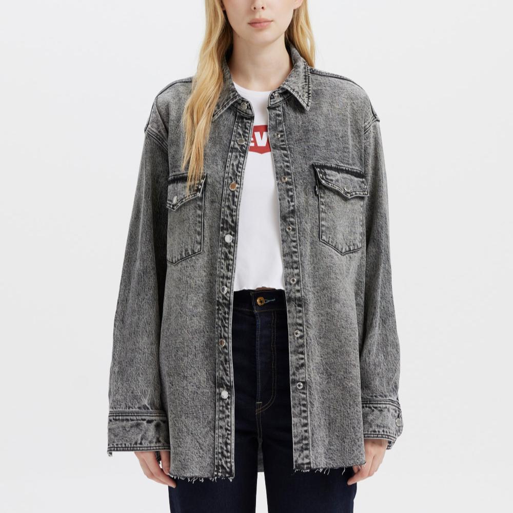 Levis Rock & Roll Series Casual Lapel Hem Whisker Design Single-Breasted Denim Jacket Women Jackets 002Z1-0000