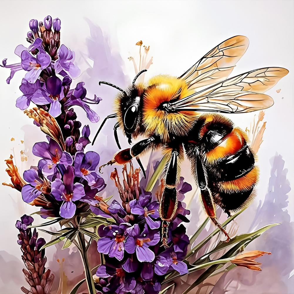40x40cm Bee Flower 5D DIY Full Drill Round Diamond Painting Kit for Home Decor