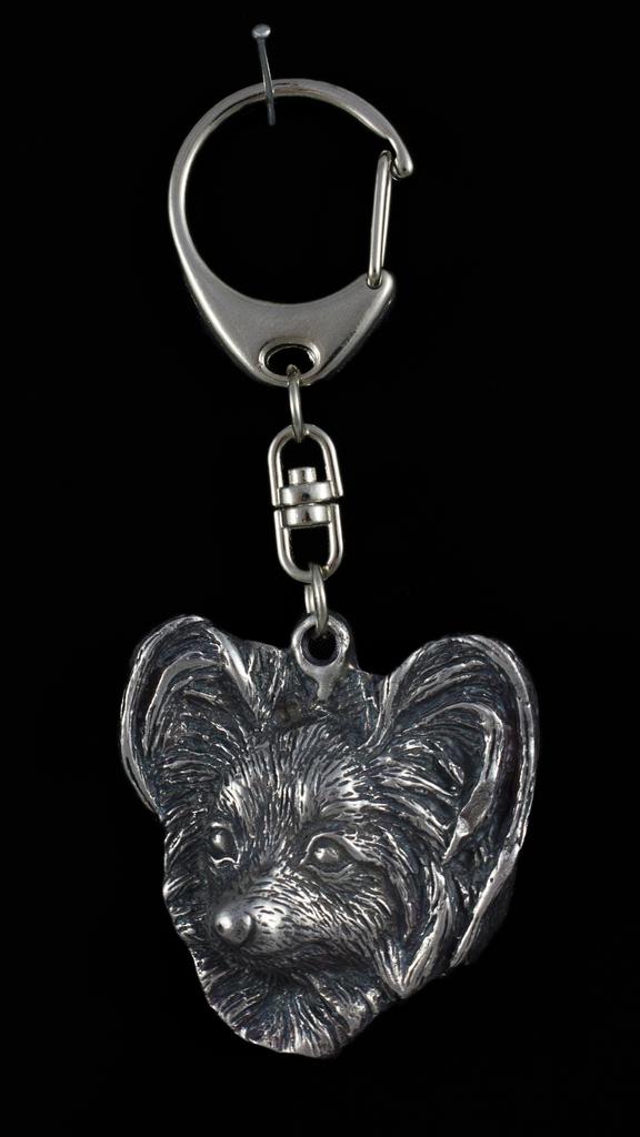 Papillon, Continental Toy Spaniel, Butterfly dog ​​- Postříbřená klíčenka s pejskem, ozdoba na kabelku, přívěsek na batoh značky Art-Dog
