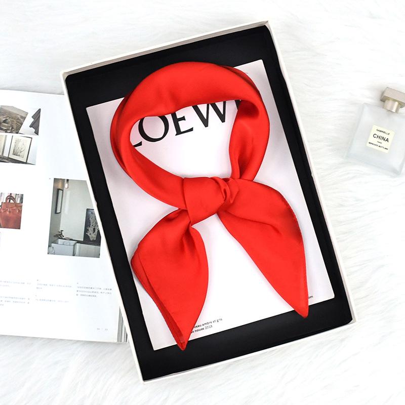 Spring/Autumn Solid Color Silk Scarf: 70cm Stylish & Versatile Women's Neck Accessory