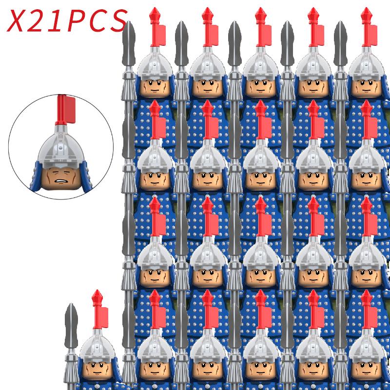 Ming Dynasty Soldiers Weapons Action Figure Accessories Helmet Armor Medieval Building Blocks Bricks Toys For Children Gifts