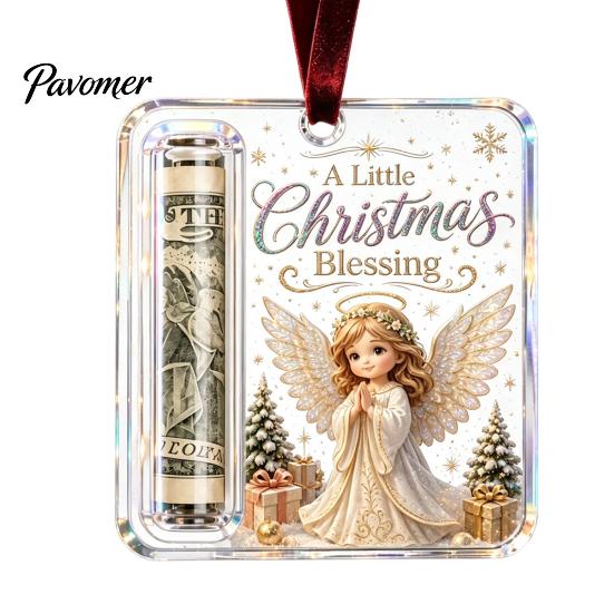 Gift Card Holder for Christmas Tree Cash Ornament, Clear Acrylic Money Holder, Holiday Xmas Hanging Decoration, Funny Ways to Christmas, Birthday