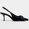 Fashion Black Velvet Butterfly-knot Designer Heeled Sandals Women Sexy Pointed Toe Slingbacks Women Pumps Elegant Party Dress High Heels