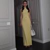 2025 Autumn Women's High Neck Sleeveless Knit Wool Bodycon Dress