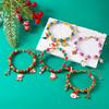 Pulseiras Coloridas Clássicas de Natal com Contas para Mulheres Fofas Pingentes de Papai Noel, Árvore de Natal, Boneco de Neve Pulseiras Joias de Amizade