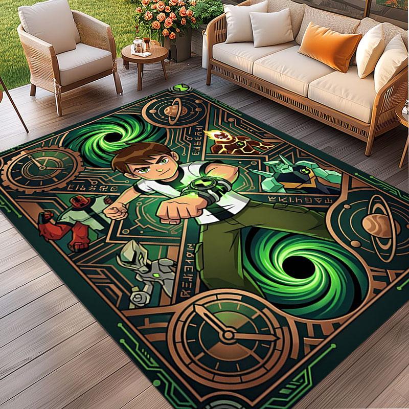 Ben 10 Cartoon Print Rug, Washable Floor Carpet, For Entryway Dorm Laundry Room Office Study, Home Decor Birthday Christmas Gift
