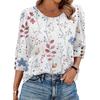 Women's Casual Round Neck Loose Three-Quarter Sleeve Top Blouse