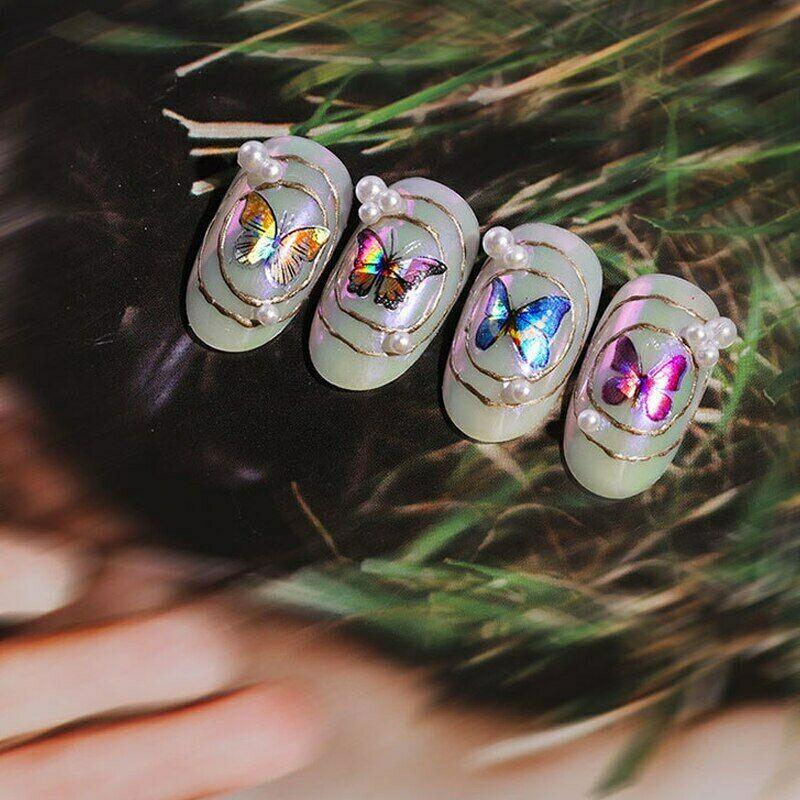 Nail Art Sticker Holographic Laser 3D Butterfly Decals Japanese Style Foil Tips